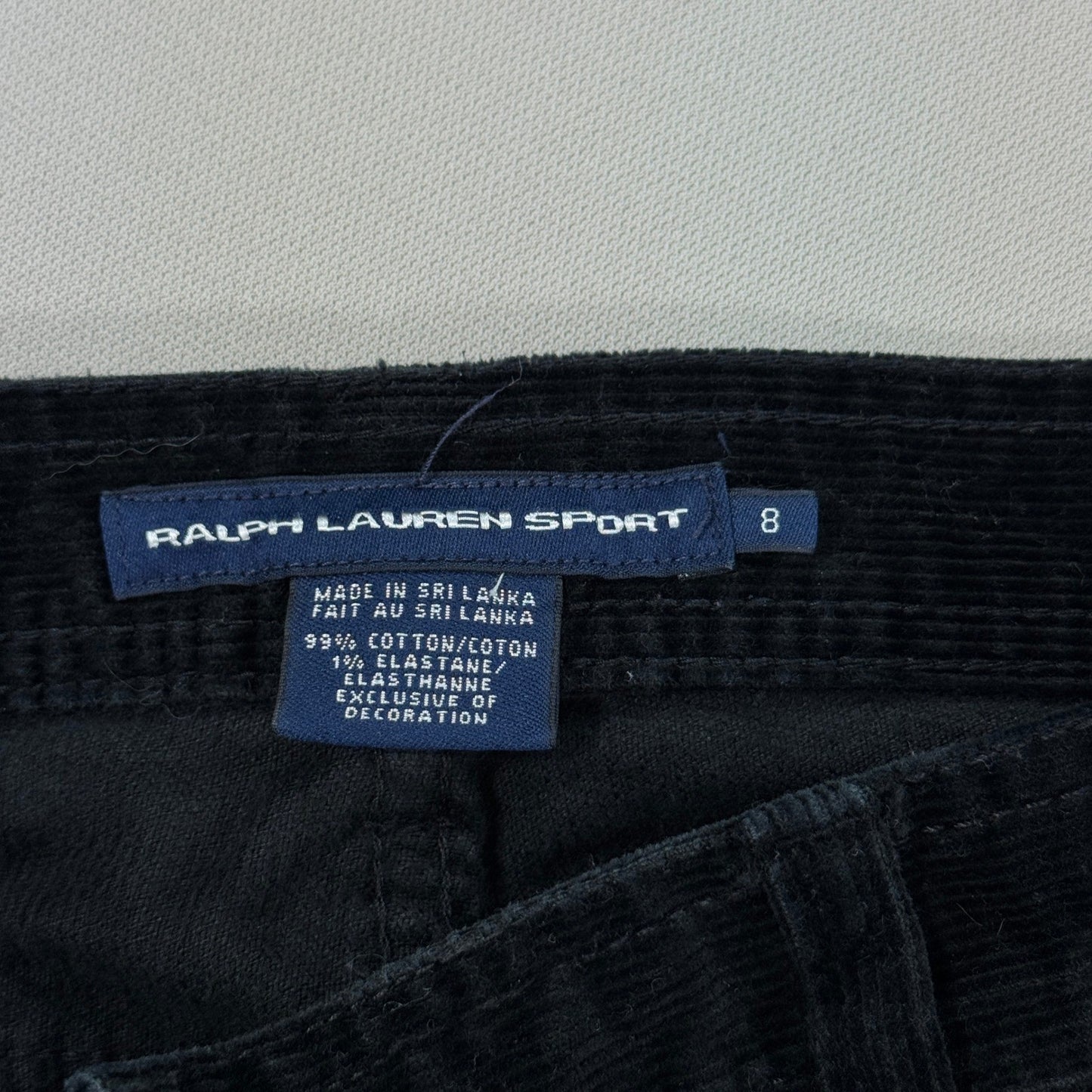 Ralph Lauren Sport Corduroy Pants Women's Size 8 Black Bootcut Stretch Classic