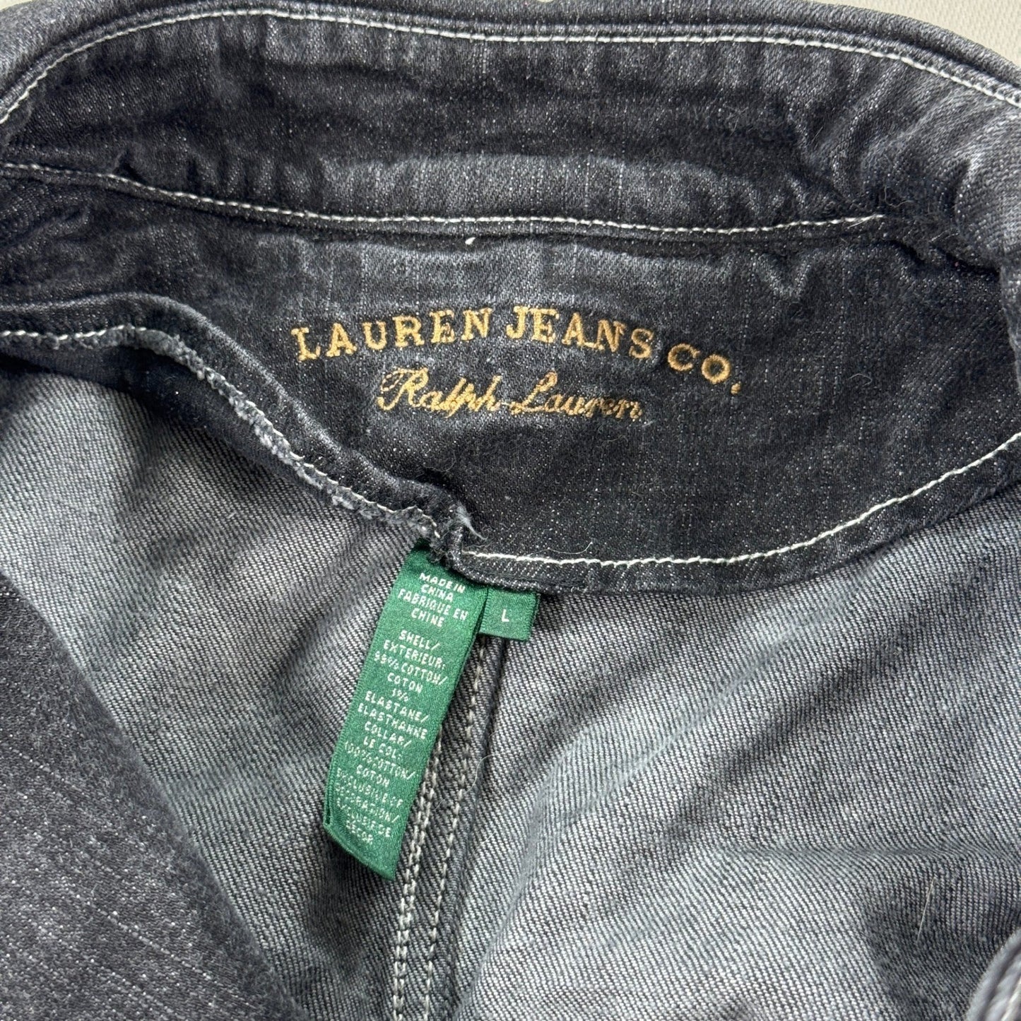 Lauren Jeans Co. Ralph Lauren Jean Trench Coat Womens Large Dark Wash Denim