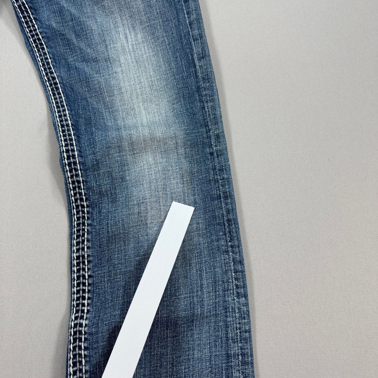 Rock Revival Jeans Bootcut mens Size 31 Blue Denim Distressed Made for Buckle