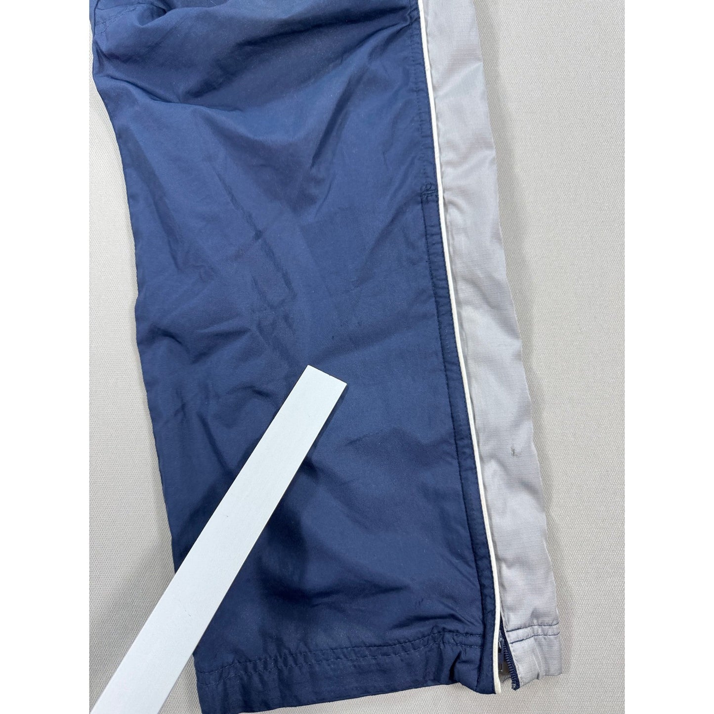 Vintage Nike Track Pants mens Small Navy Blue Gray Lined Ankle Zip Windbreaker