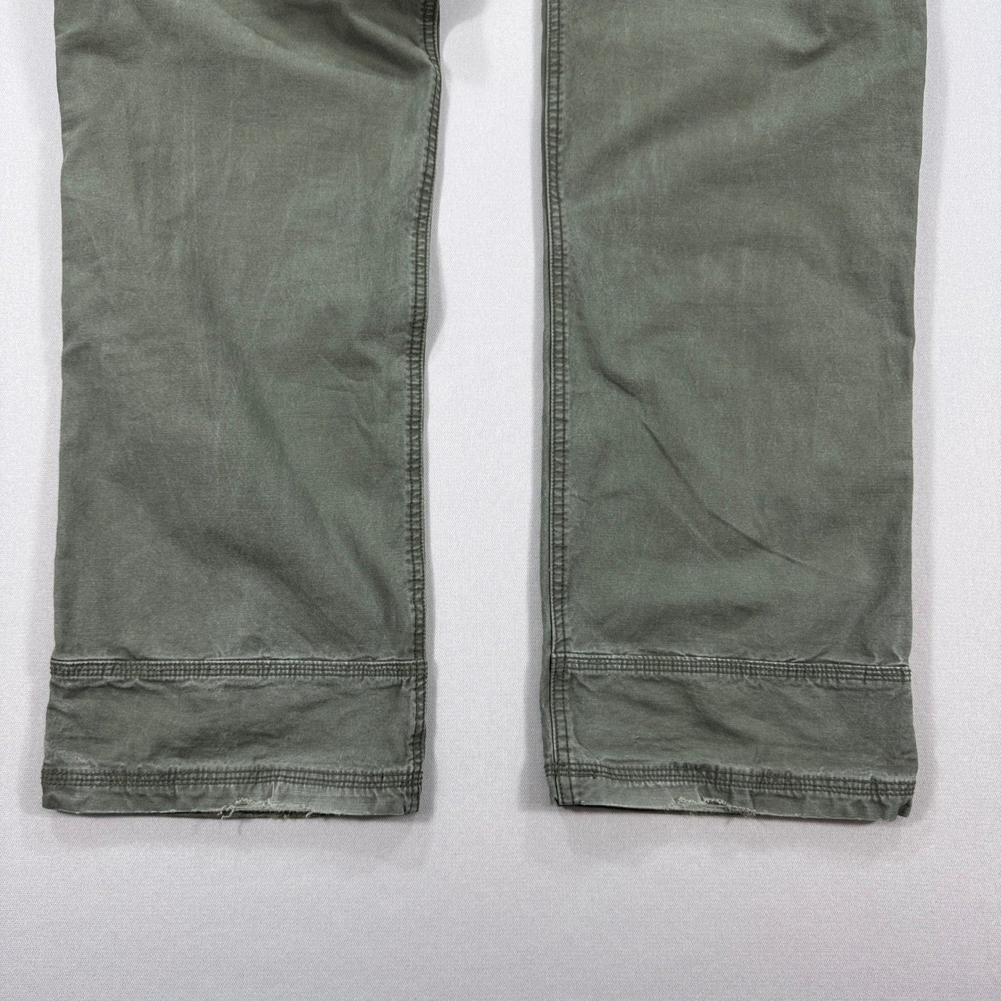 Prana Bronson Work Pants mens 38x34 Olive Green Canvas Carpenter Relaxed Fit
