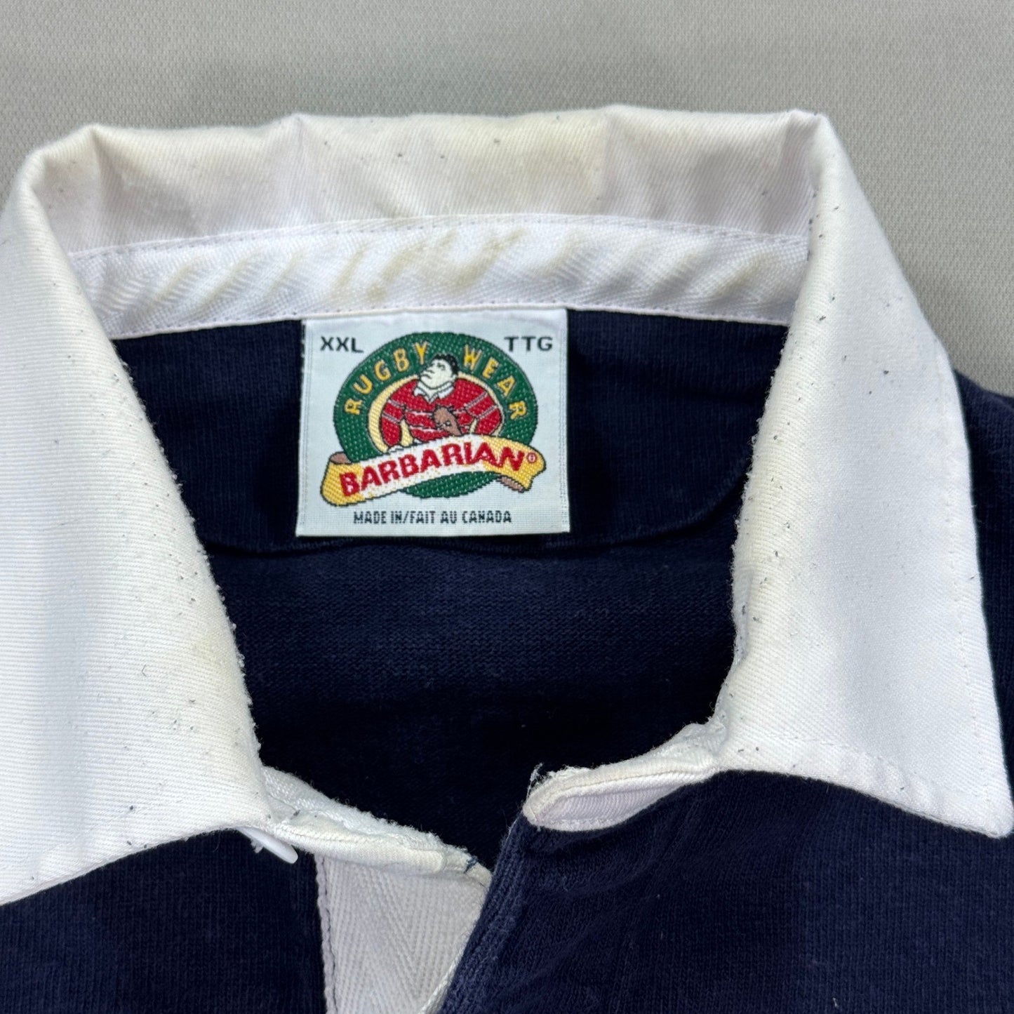 Vintage Barbarian Rugby Wear Polo Shirt mens 2XL Navy Blue Long Sleeve Canada