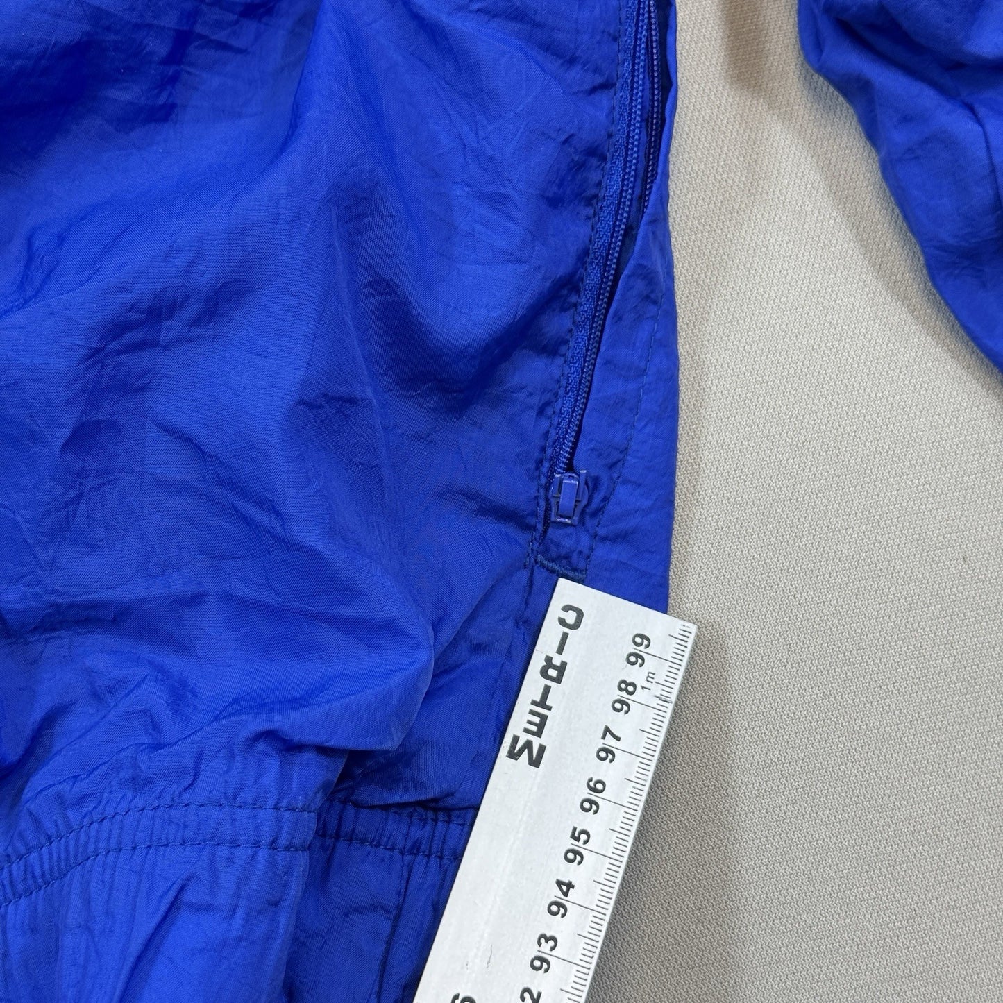 Vintage Reebok Full Zip Windbreaker mens Large Blue Track Jacket 100% Nylon