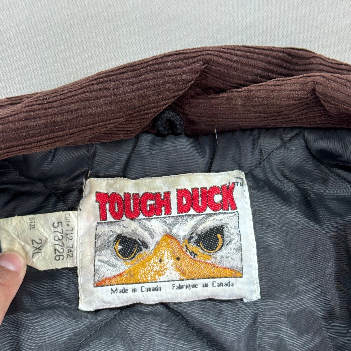 Vintage Tough Duck Chore Jacket mens 2XL Brown Canvas Barn Coat Insulated Lined