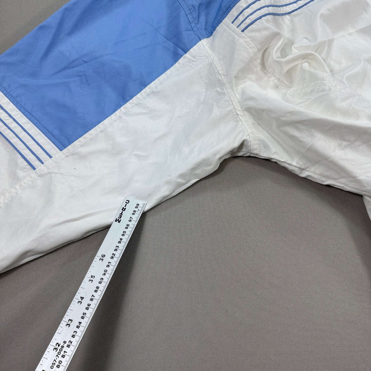Vintage Adidas Windbreaker Jacket mens 3XL Blue White Stripe Full Zip Trefoil