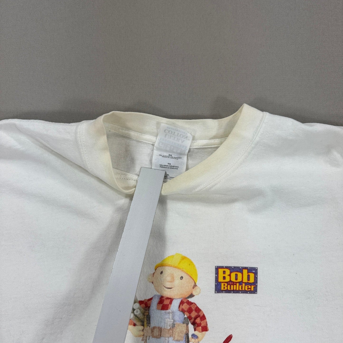 Vintage 2001 Bob the Builder "Can We Read It?" T-Shirt Mens XL White Y2K