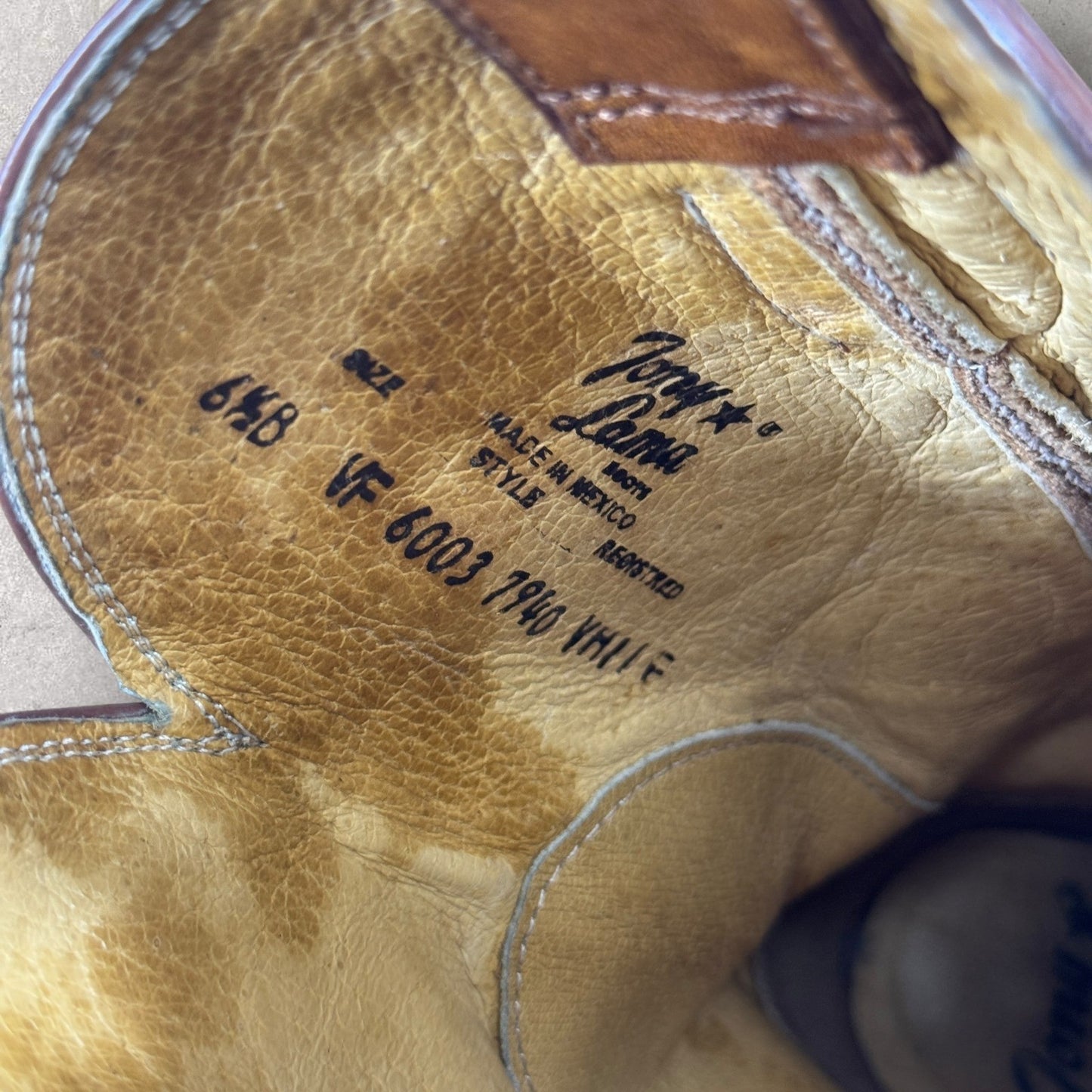 Tony Lama Leather Boots mens 6.5 Brown 2 Tone Western