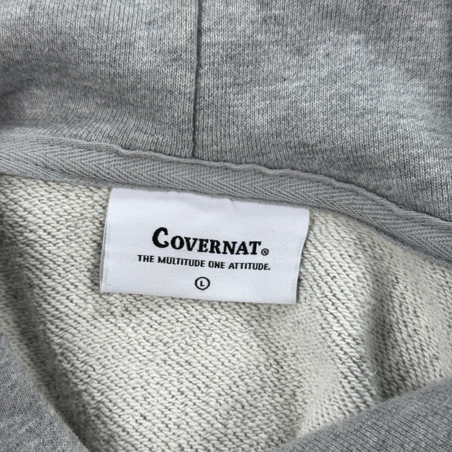 Covernat Authentic Hoodie Oversized Fleece mens Large Gray Sweatshirt Spell Out