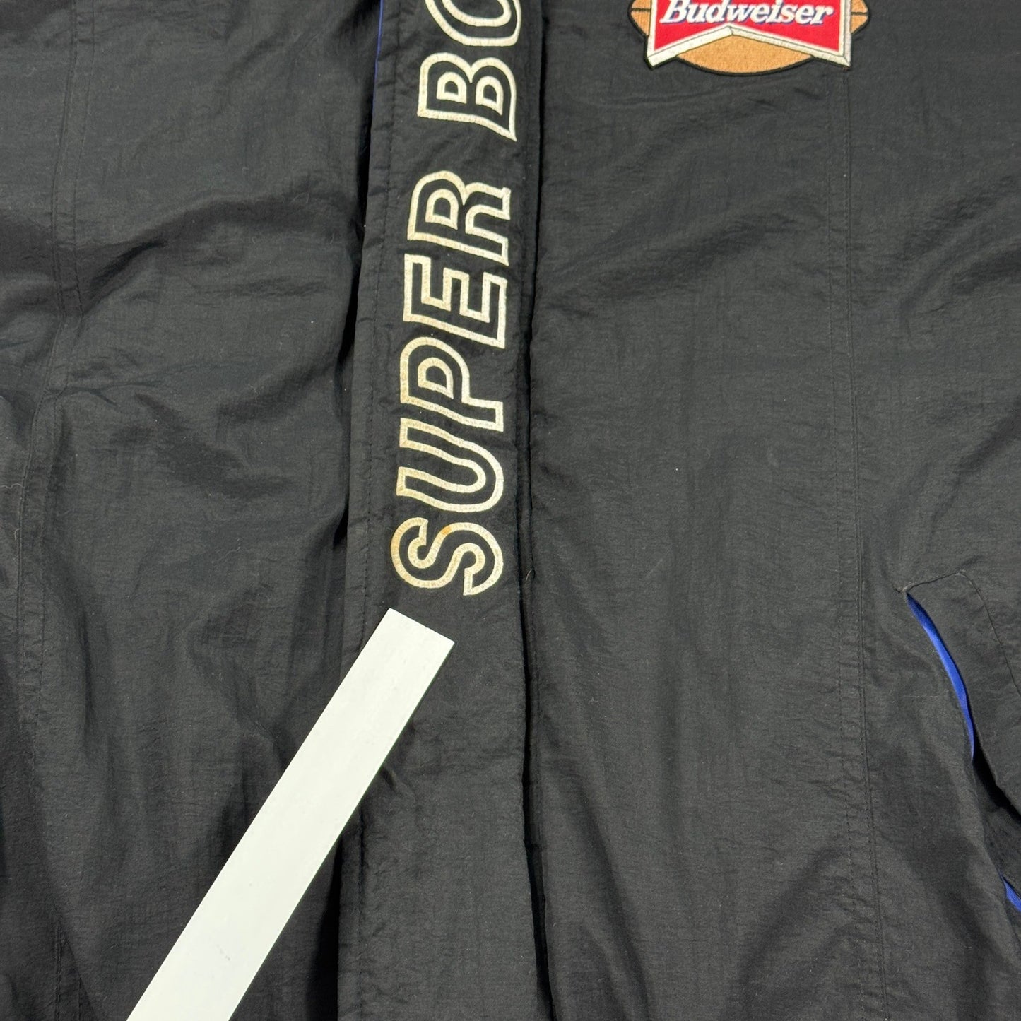 Vintage 90s Starter Jacket Pro Line Budweiser Superbowl XXXll 1998 mens XL