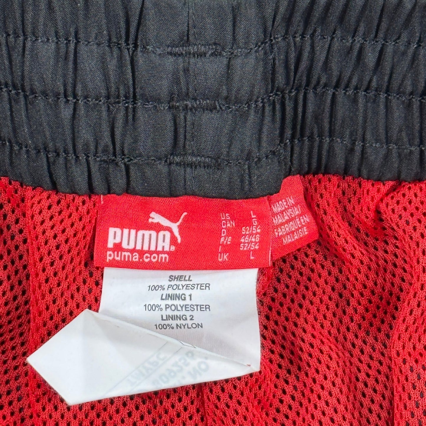 Puma Track Pants Men's Large Black Windbreaker Wide Leg Zipped Ankle Lined