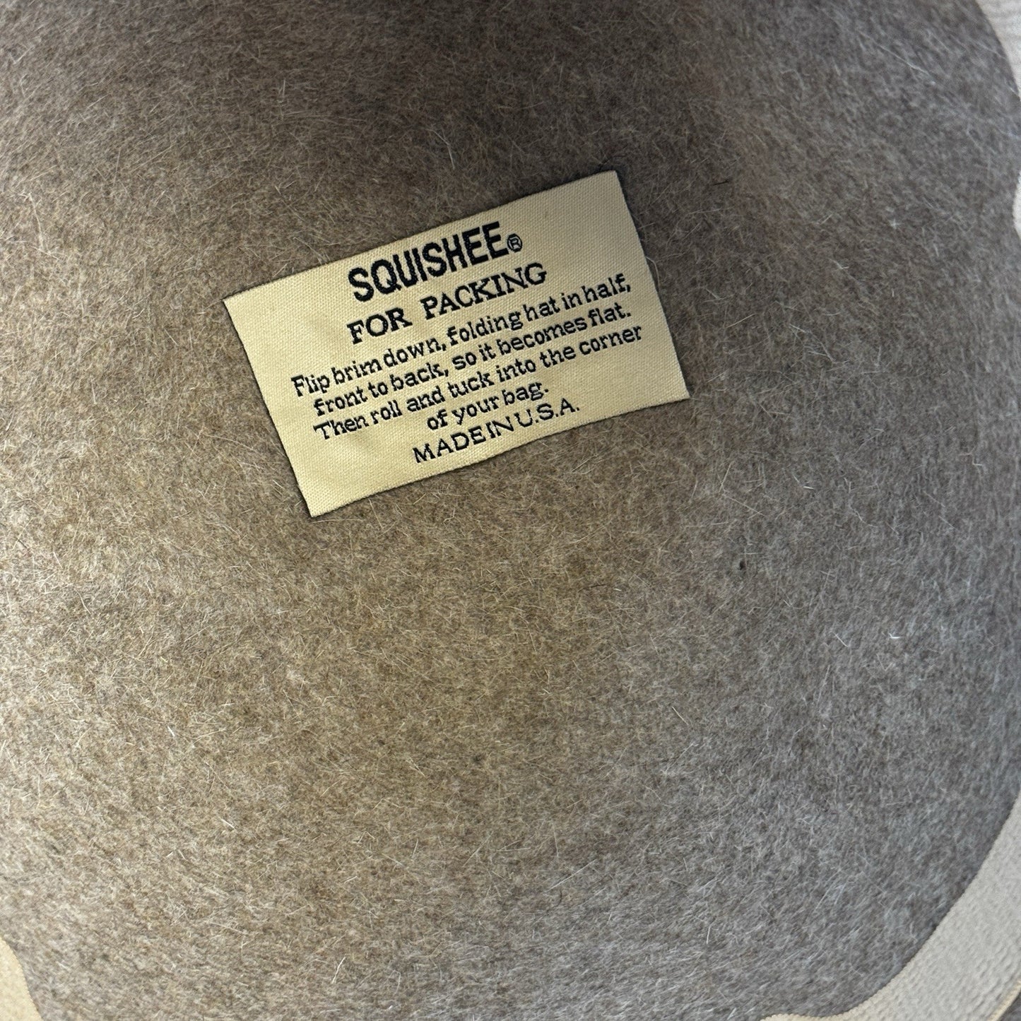 Vintage Eric Javits Squishee Felt Wool Bucket Hat Womens Light Brown Made In USA