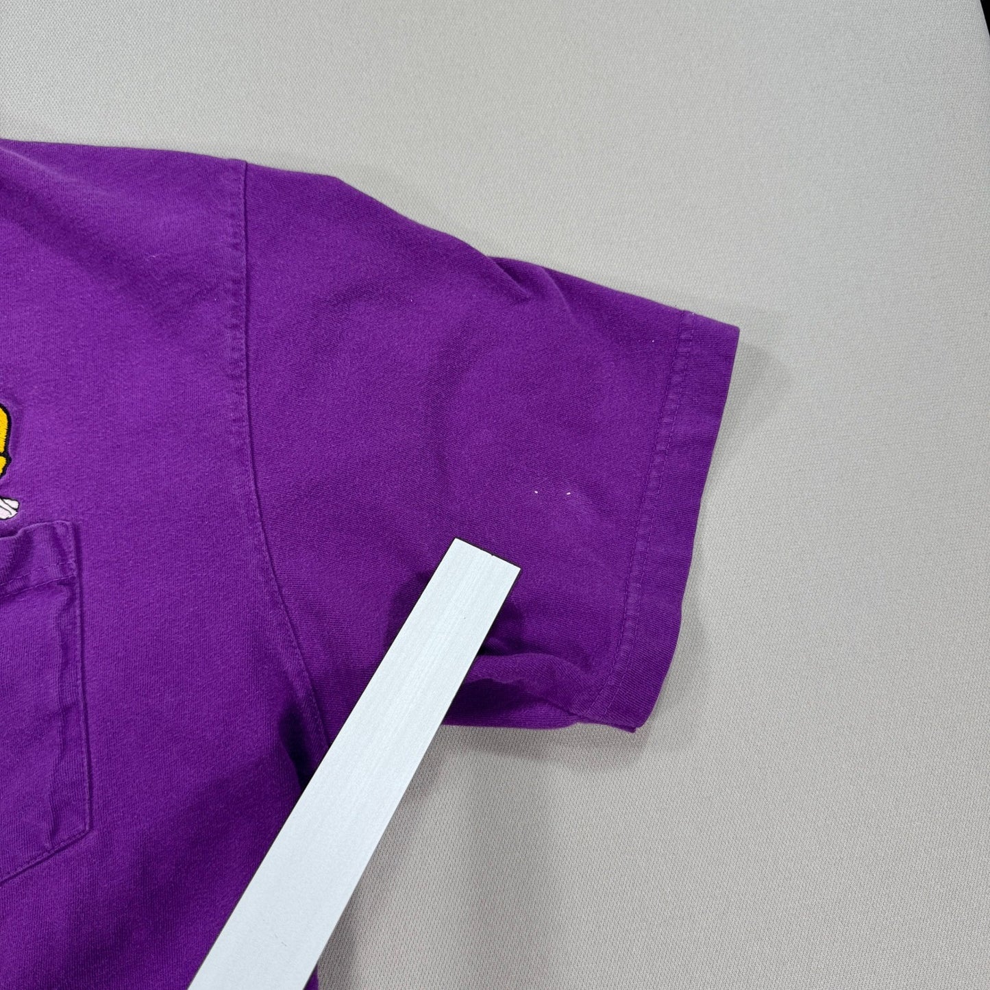 Vintage Walt Disney Goofy T-Shirt mens L/XL Purple Crewneck Pockets Embroidered