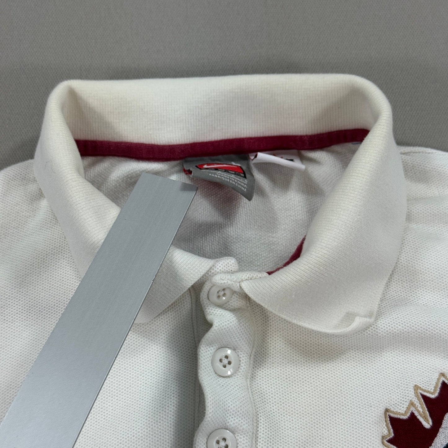 VTG Nike Team Canada Olympic Rugby Polo Shirt Long Sleeve Mens Large