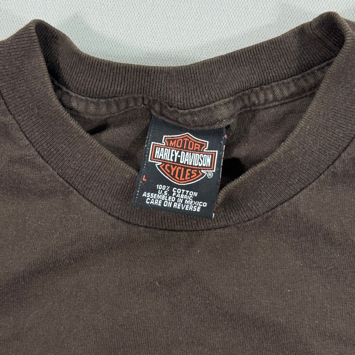 VTG Harley Davidson Shirt Niagara Falls New York Mens Large Brown Umbrella Girl