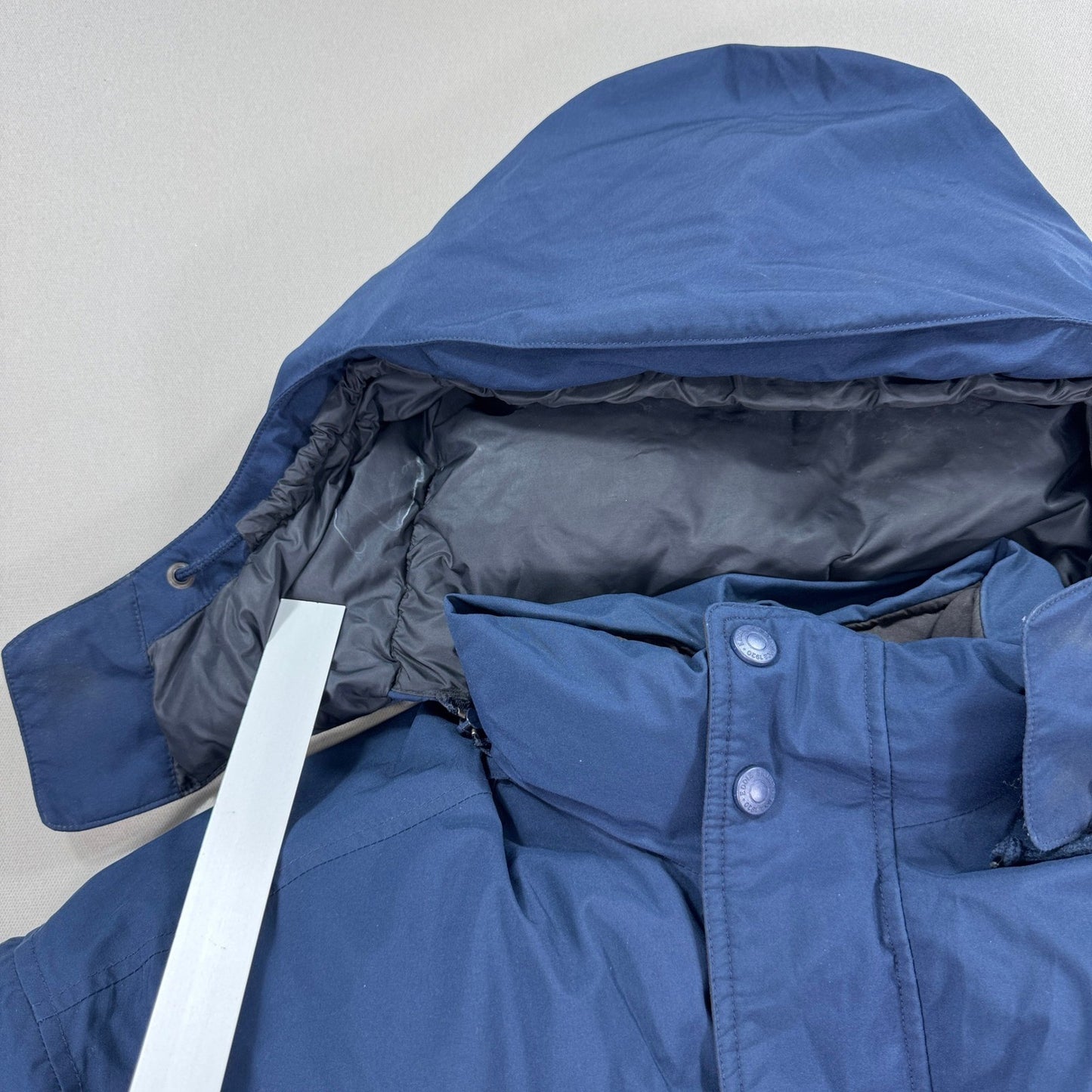 Eddie Bauer Gore-Tex Parka Winter Jacket Insulated Hooded mens Medium Blue Down