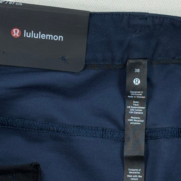NWT Lululemon Ripstop Pants Mens Size 38 Navy Blue 5-Pocket Relaxed Fit Stretch