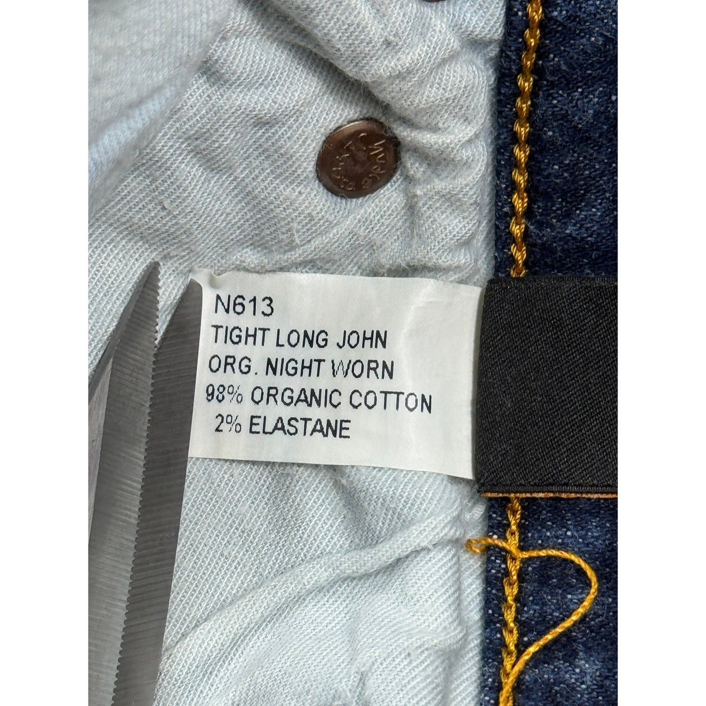 NUDIE Jeans Co. Jeans mens 32x32 Denim Tight Long John Org Calm Blue