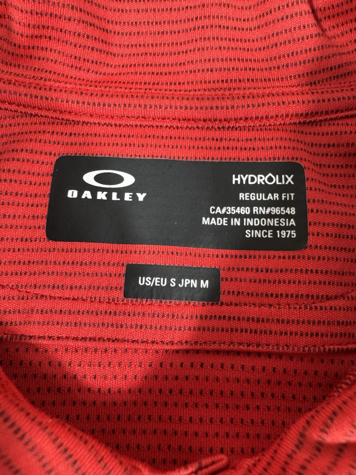 Oakley Hydrolix Button Polo Shirt Short Sleeved Red Size Small Golf Striped Mens