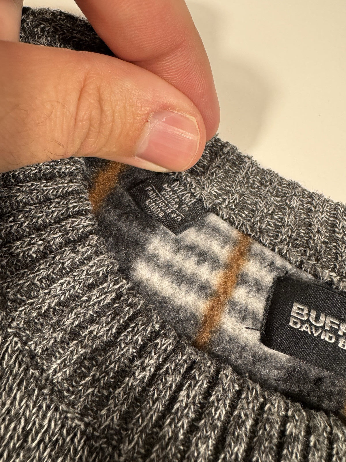 Buffalo David Bitton mens Crewneck Pullover Gray Knit Size Medium Patch Accents