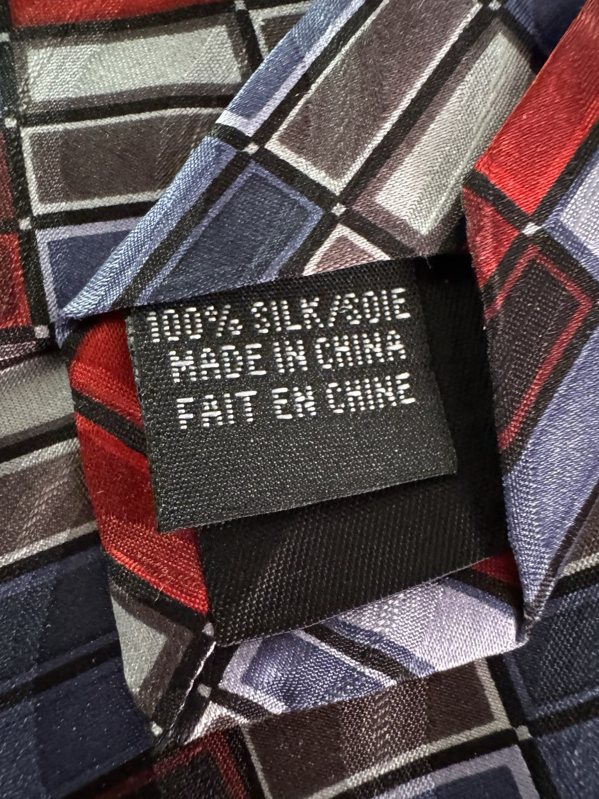 Van Heusen Geometric Square Necktie Length 57" 3.5" Wide 100% Silk