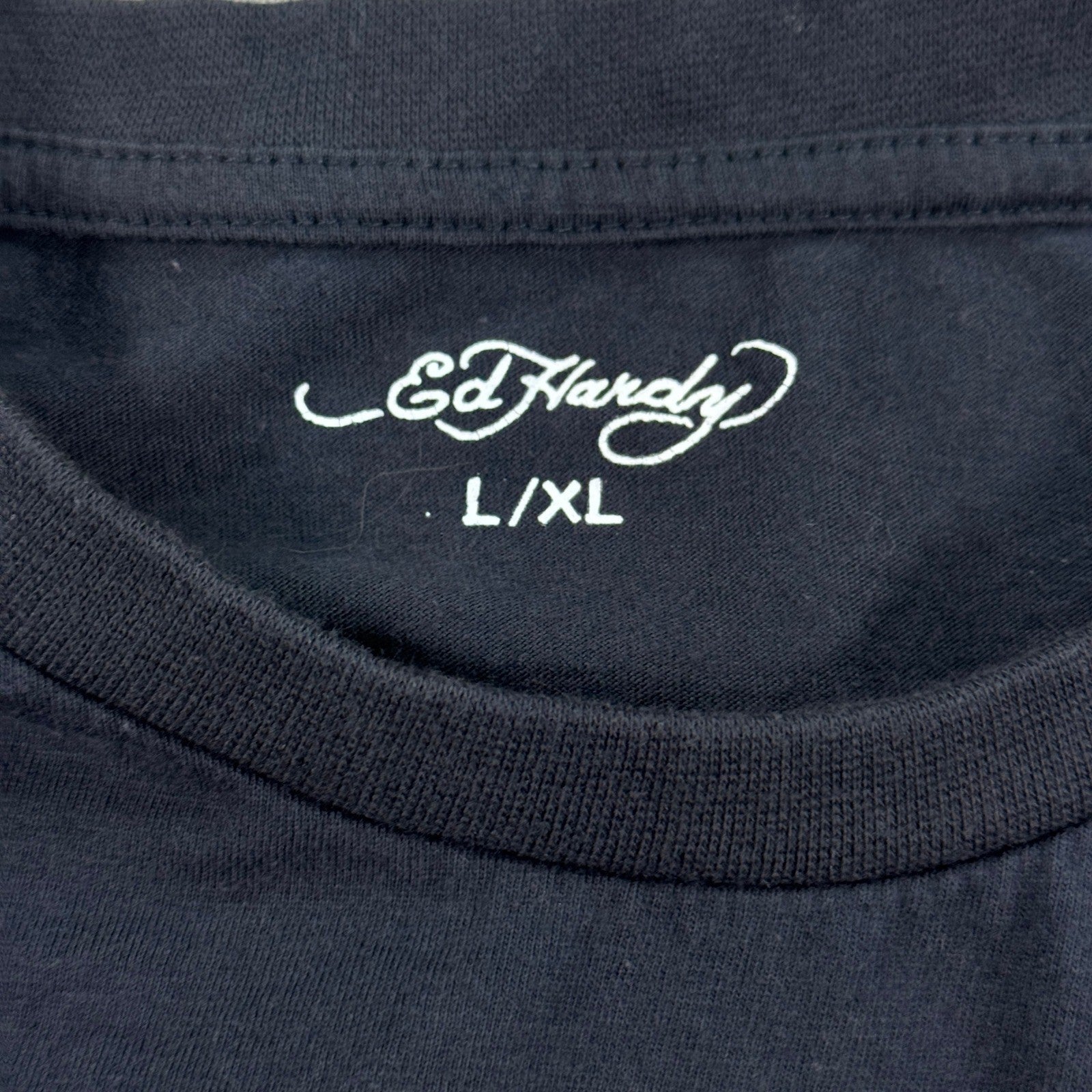 Ed Hardy Graphic T-Shirt Tiger Print Mens L/XL Black Streetwear Y2K Grunge