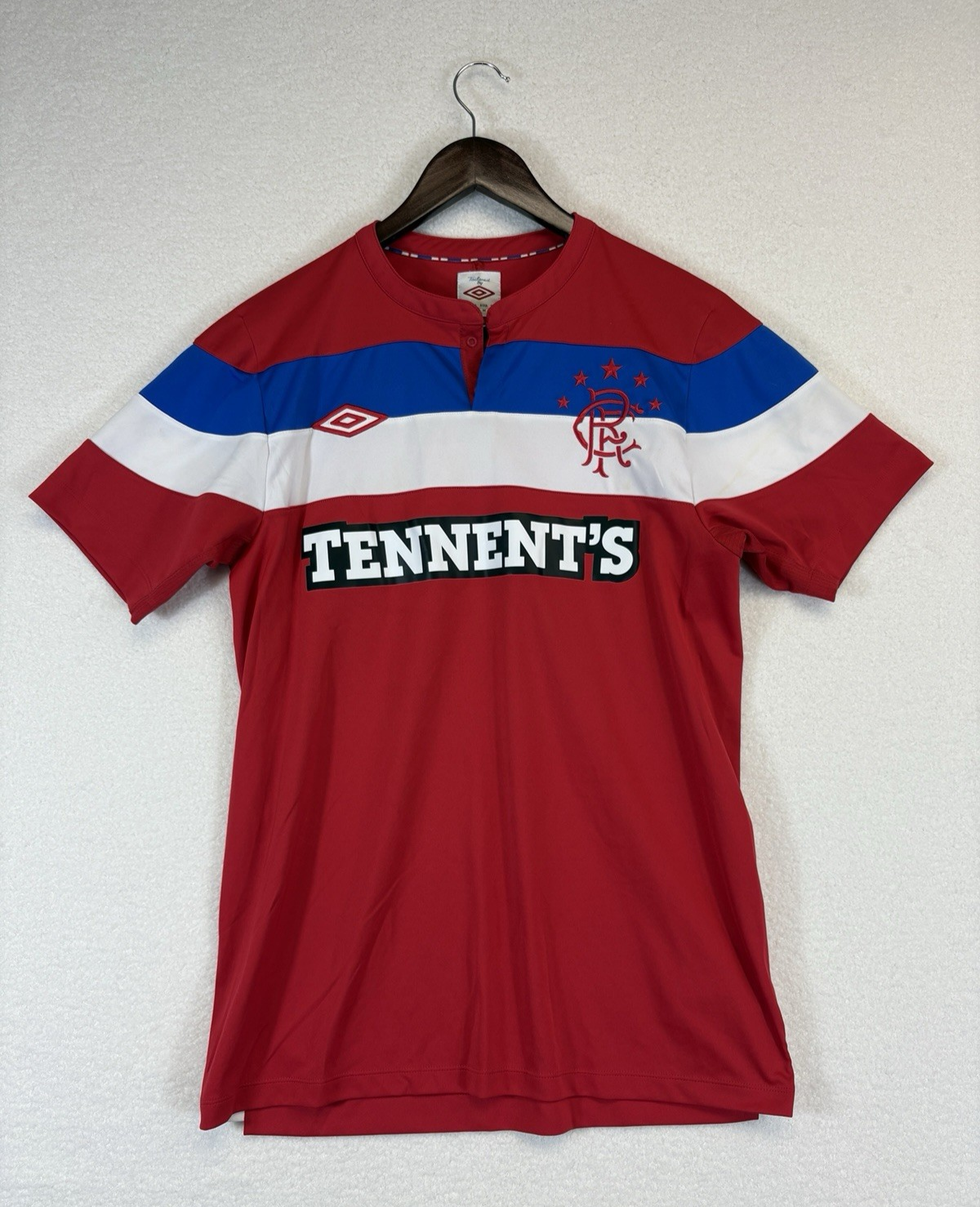 Umbro Glasgow RFC Rangers 2011-12 Soccer Red Colorblock Shirt Jersey Mens Small