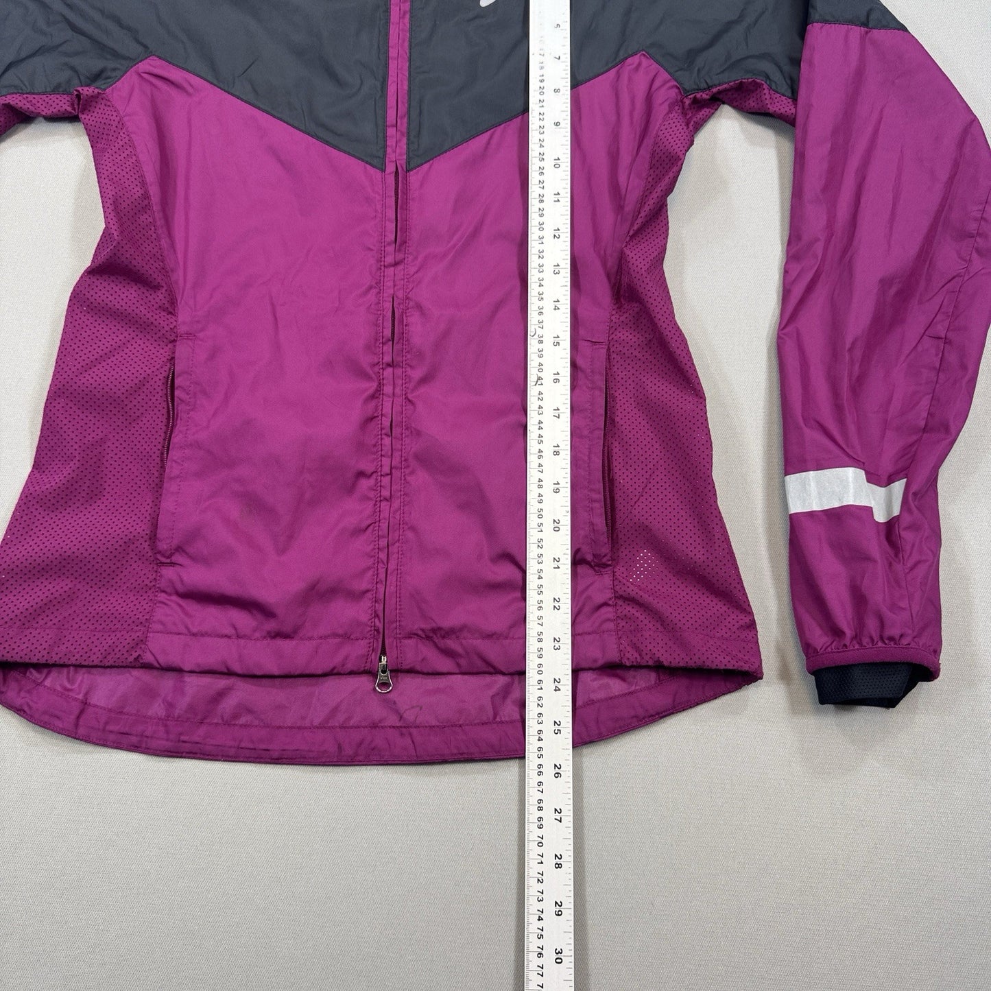 Vintage Nike Running Jacket Womens Small Purple Black Full Zip Windbreaker