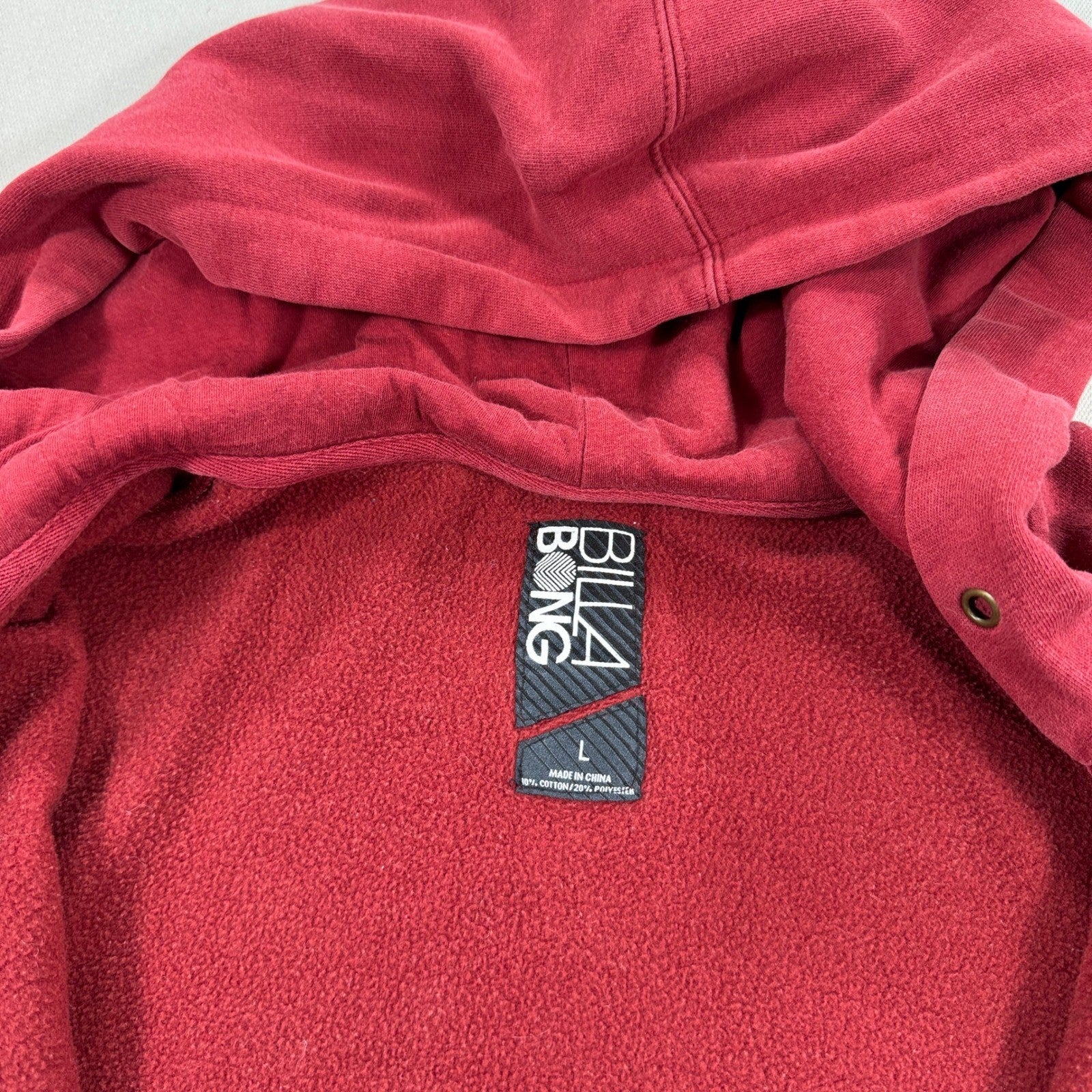 Vintage Billabong Sweatshirt mens Large Red Graphic Spell Out Hoodie Skater Y2K