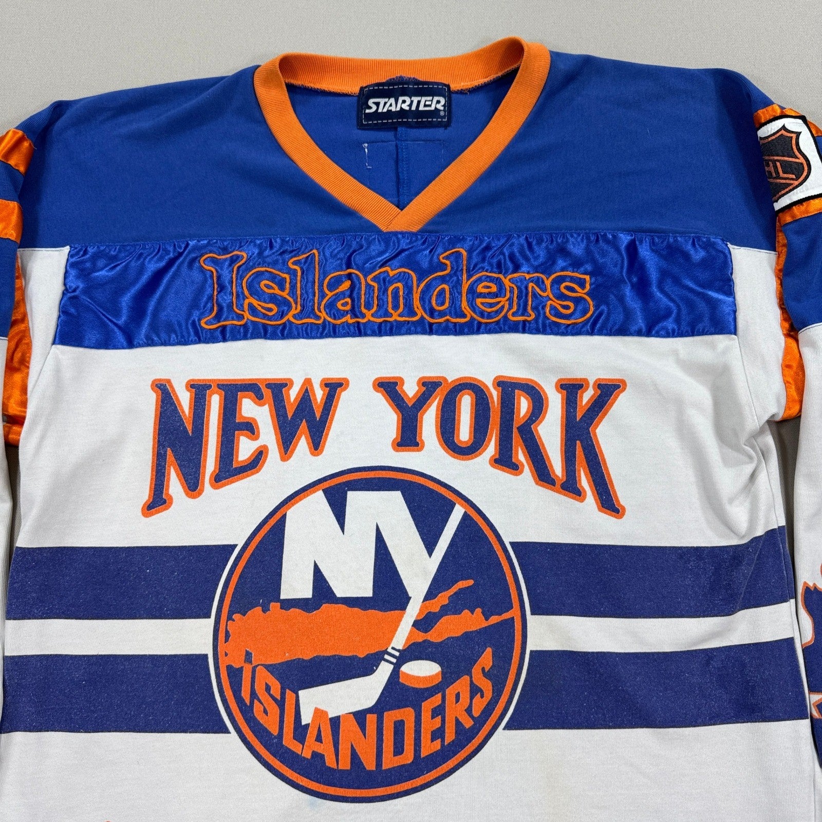 RARE VTG 90s NHL New York Islanders Starter Hockey Jersey AOP SIZE Large