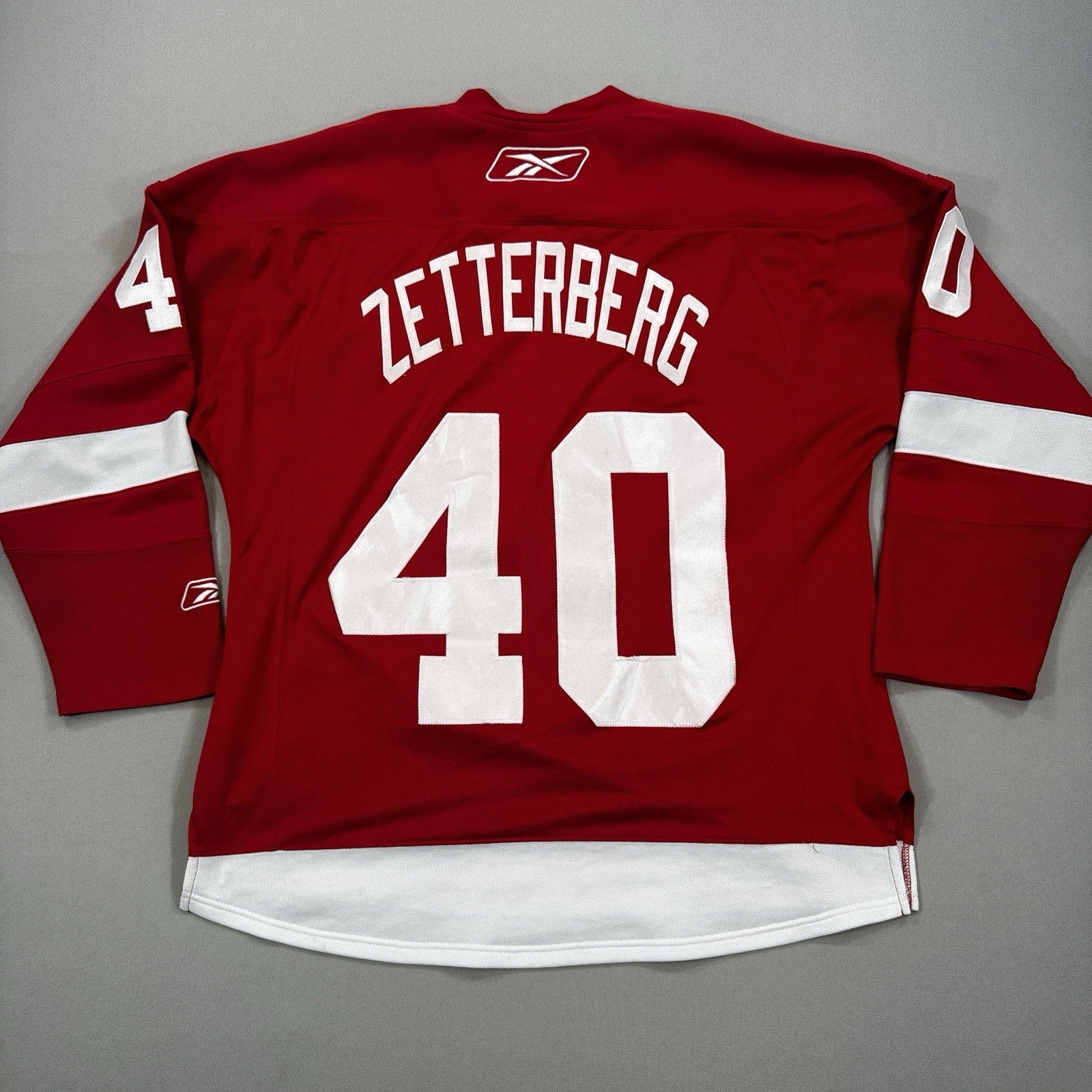 HENRIK ZETTERBERG DETROIT RED WINGS REEBOK RED JERSEY “A” SIZE Large,CCM