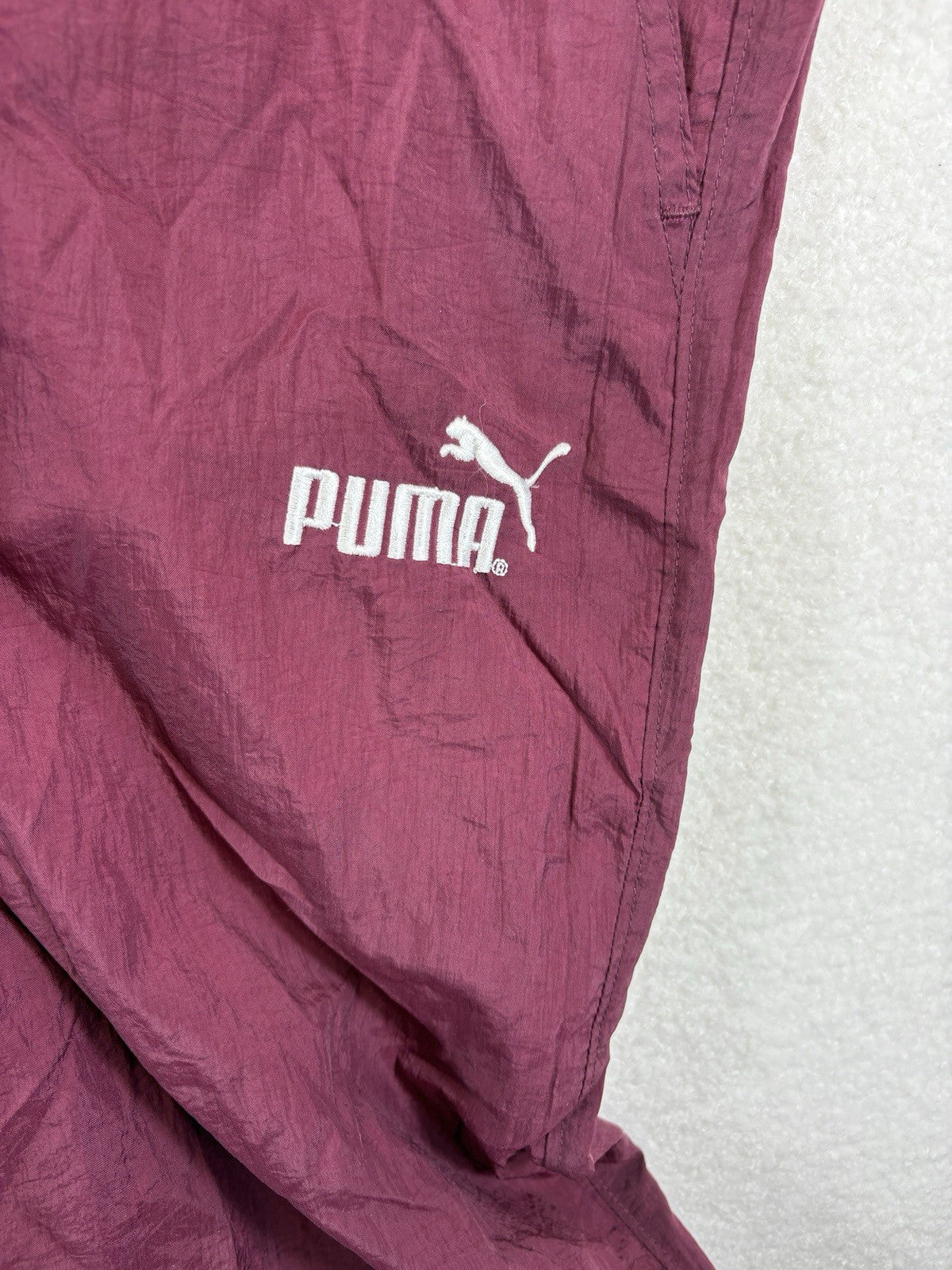 Vintage New Puma Mens XL Burgundy Lightweight Relaxed Fit Activewear Track Pants