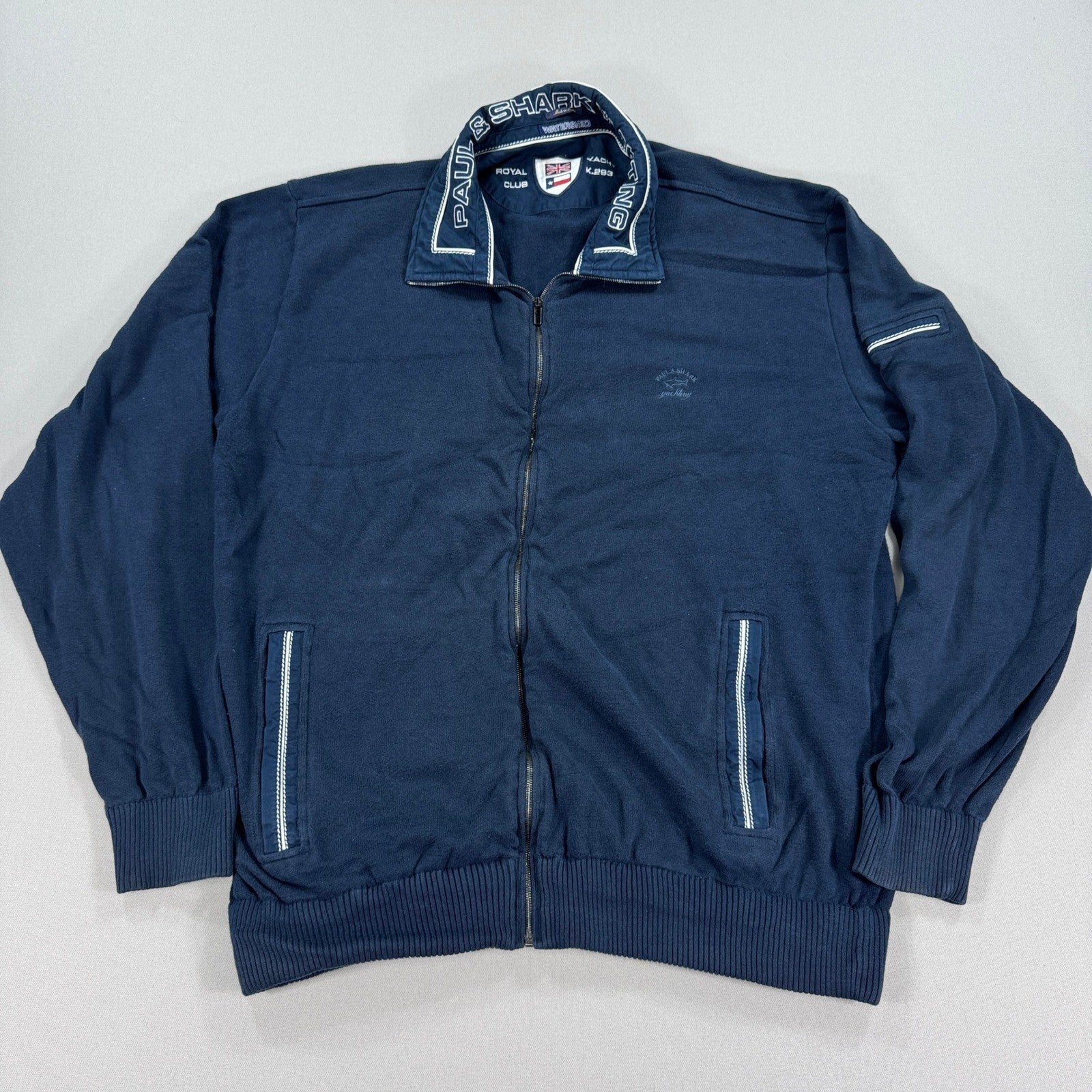 Paul & Shark Yachting Royal Club Full Zip Sweater mens 2XL Blue Made In Italy