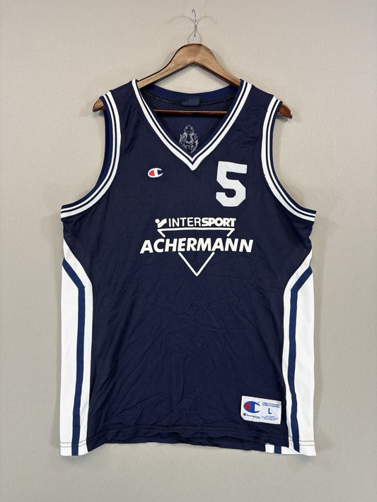 Champion USA Authentic Athletic Intersport Achermann #5 Blue Jersey mens Large