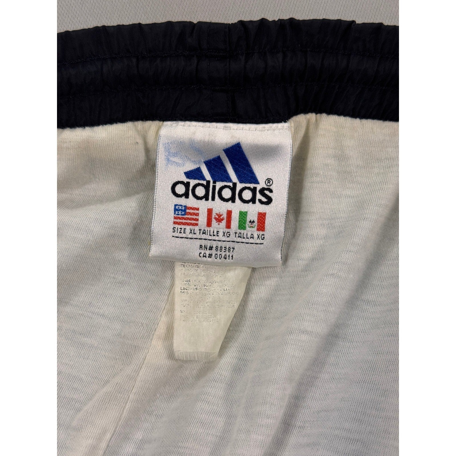 Vintage Adidas Track Pants Mens XL Black Nylon Ankle Zip Drawstrings Windbreaker