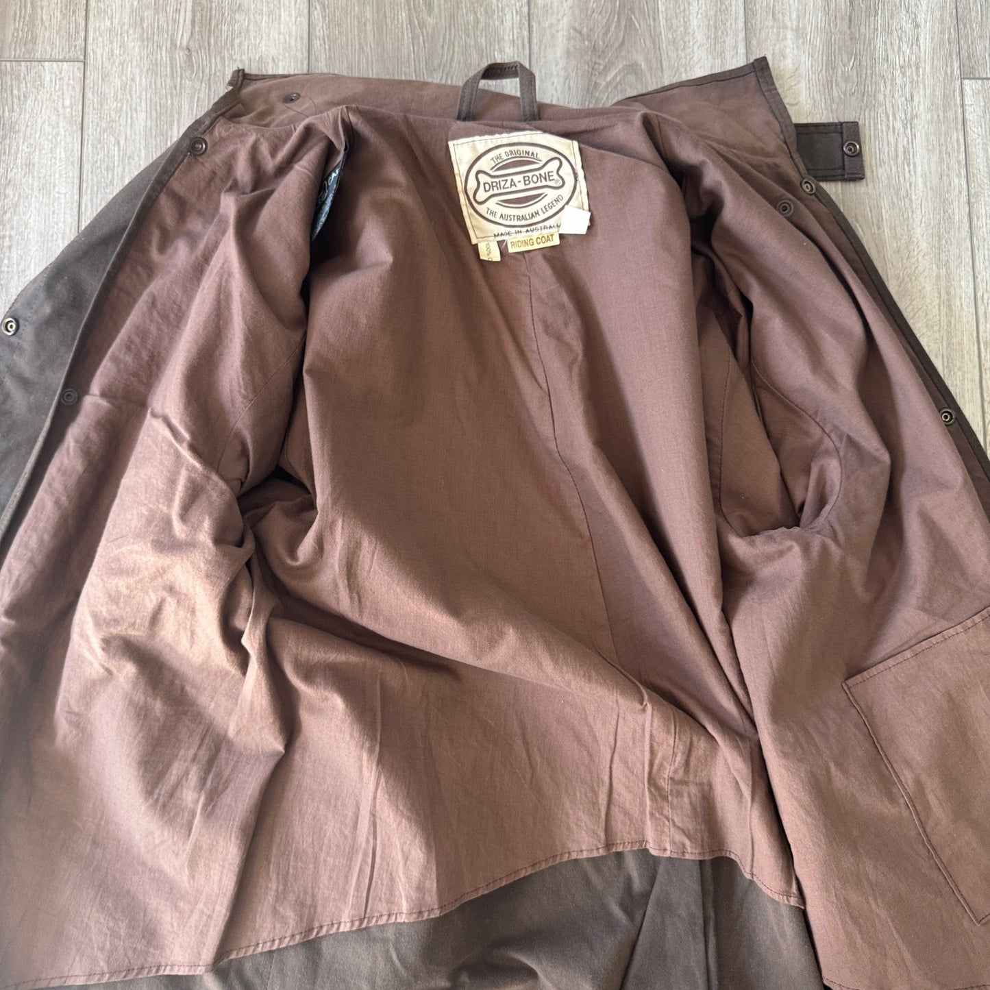 Vintage Driza-Bone Riding Coat Oilskin Australian mens Large Brown Waxed Cotton