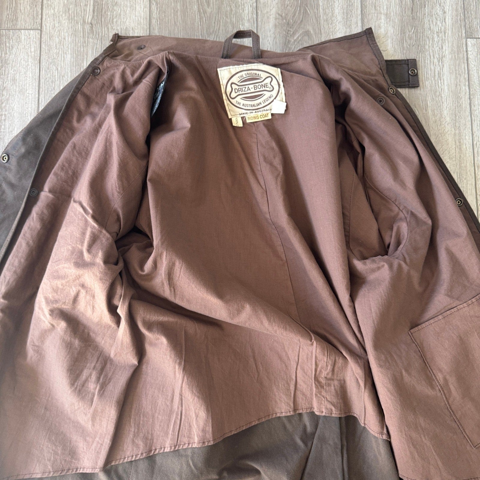 Vintage Driza-Bone Riding Coat Oilskin Australian mens Large Brown Waxed Cotton