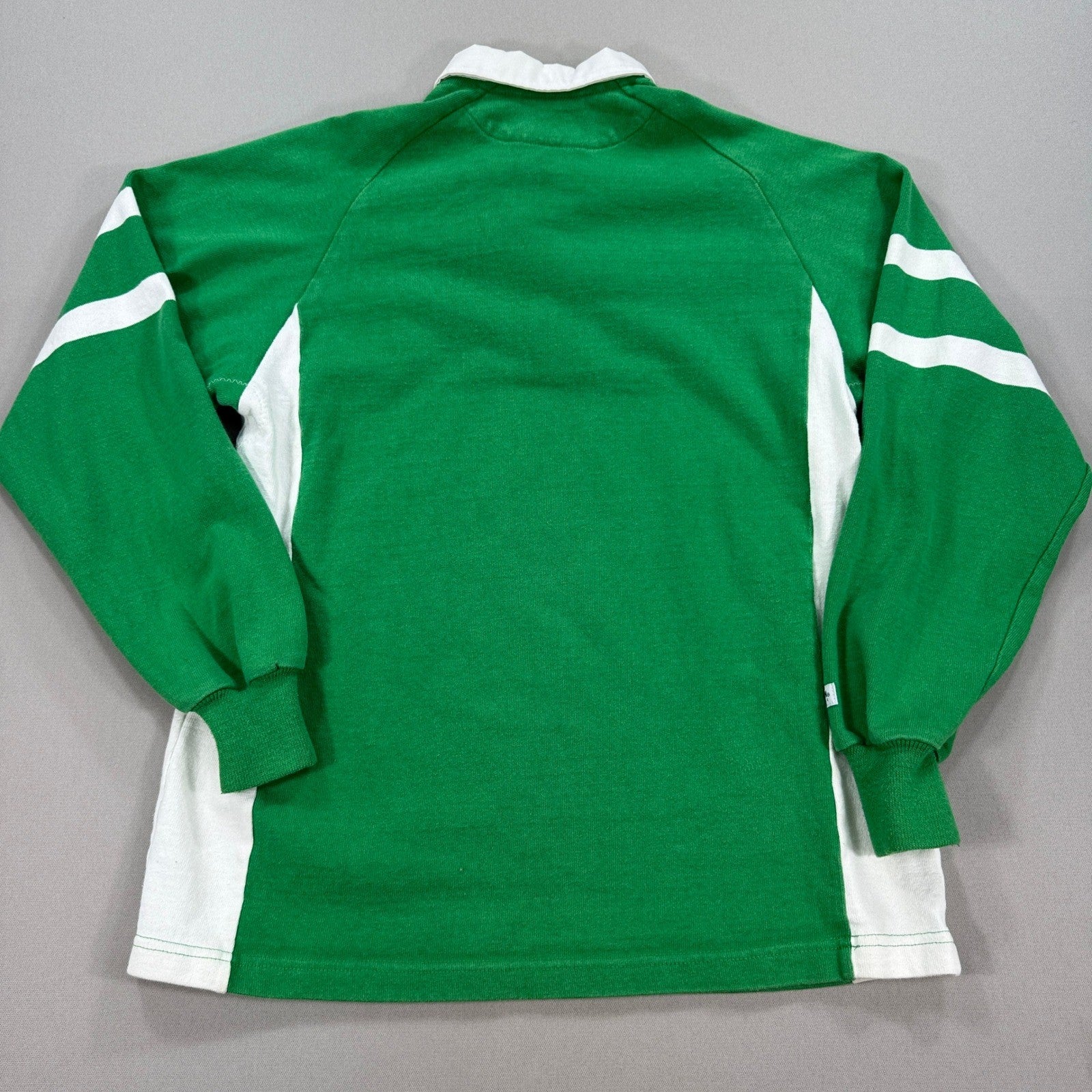 Vintage Barbarian World Rugby Wear Ireland Polo Shirt mens XL Green Long Sleeve