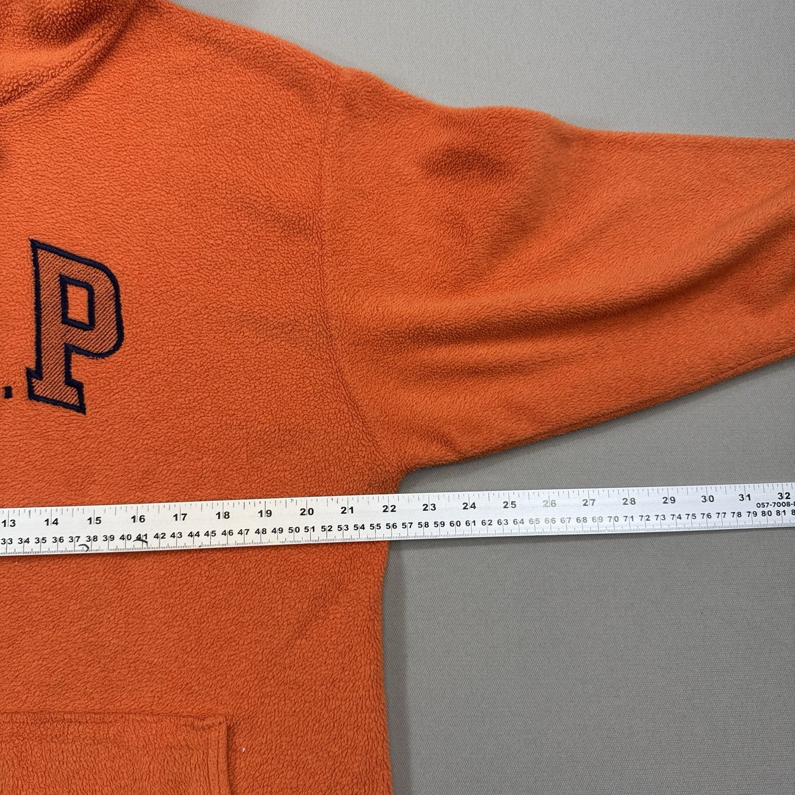 Vintage Gap Hoodie mens Small Orange Spell Out Pullover Fleece Made In Canada