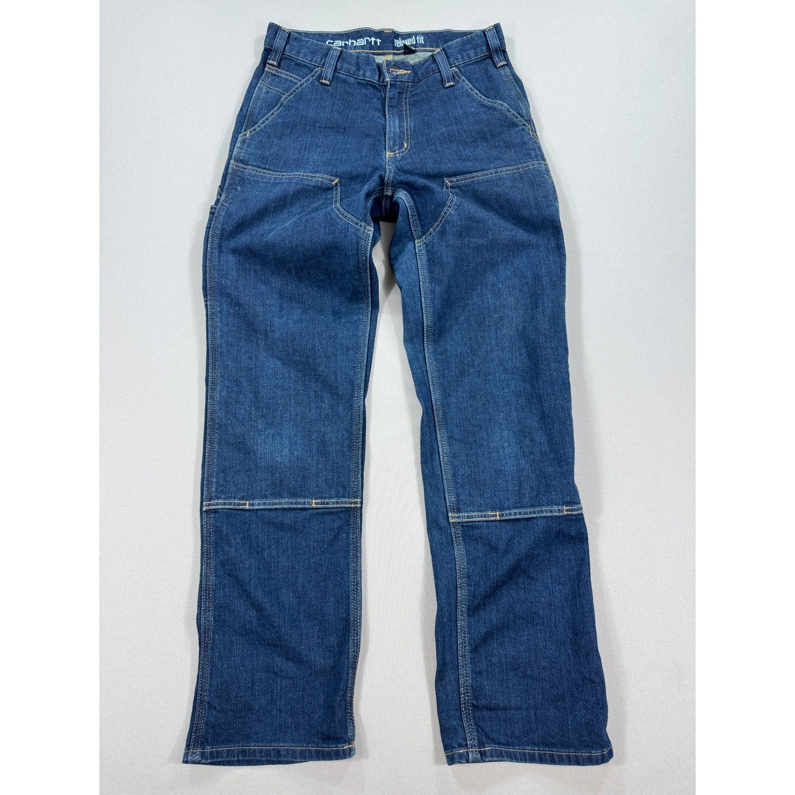 Carhartt Double Knee Denim Pants mens 30x32 Blue Rugged Flex Carpenter Workwear