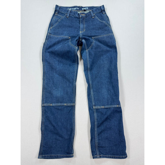 Carhartt Double Knee Denim Pants mens 30x32 Blue Rugged Flex Carpenter Workwear
