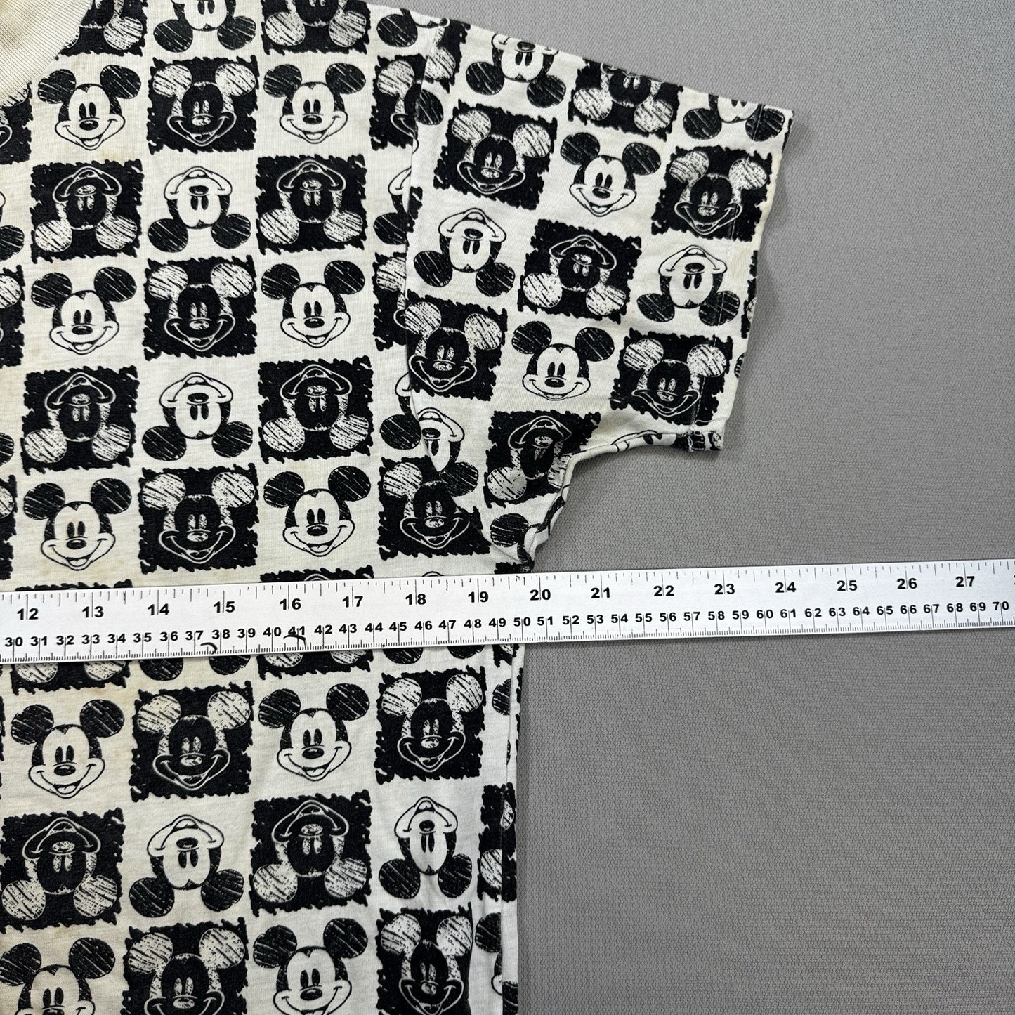 Vintage 90's Mickey Mouse Shirt Womens Small Black White Graphic Checkered