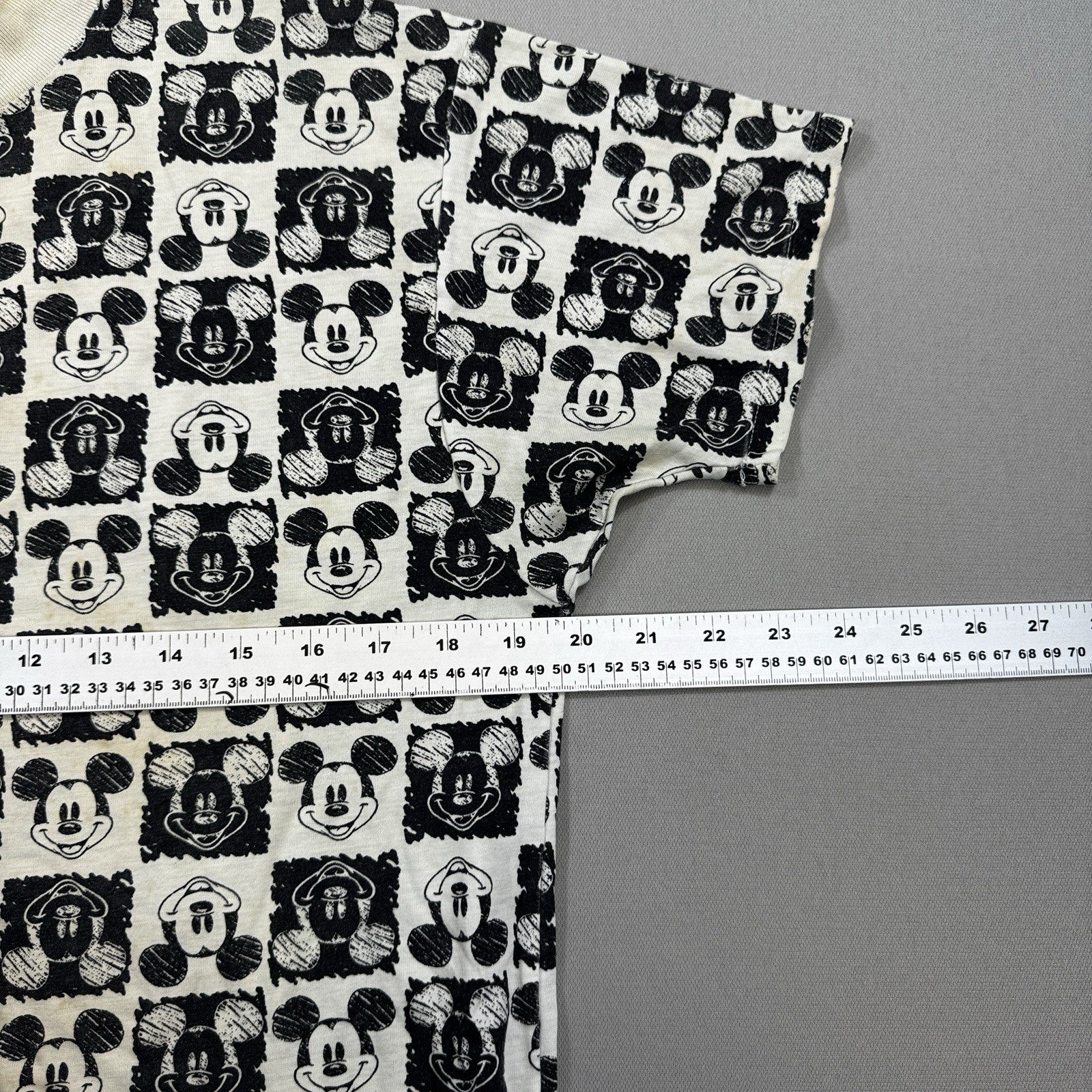 Vintage 90's Mickey Mouse Shirt Womens Small Black White Graphic Checkered
