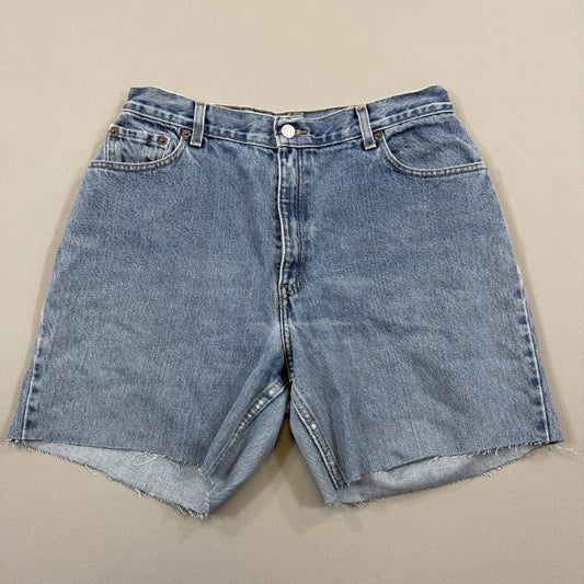 Vintage Levi's 550 Jeans Relaxed Fit Womens Size 14 Blue Denim Shorts Cut-Off