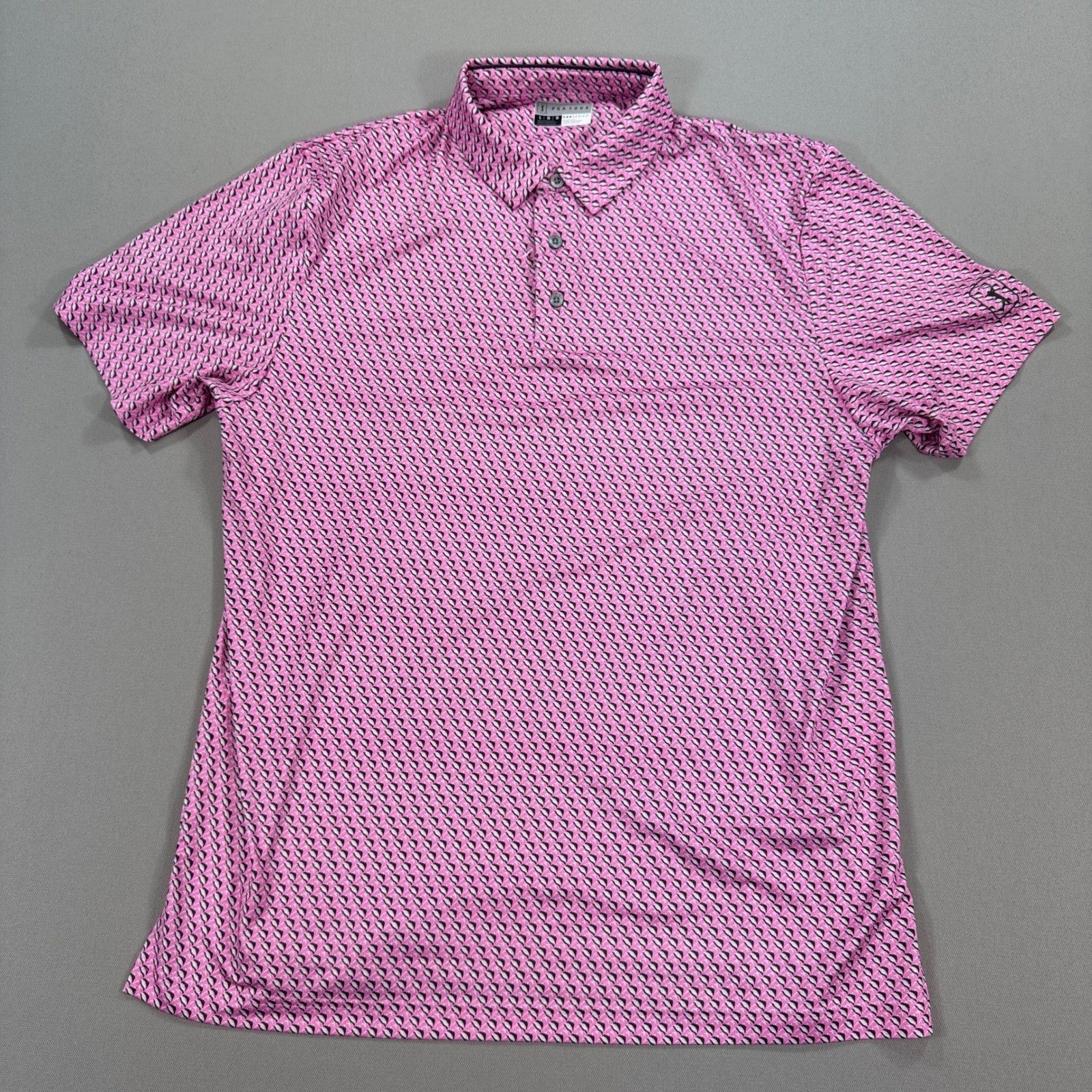 PGA Tour Pro Series Golf Polo Shirt Mens Large Pink Performance Athletic Stretch
