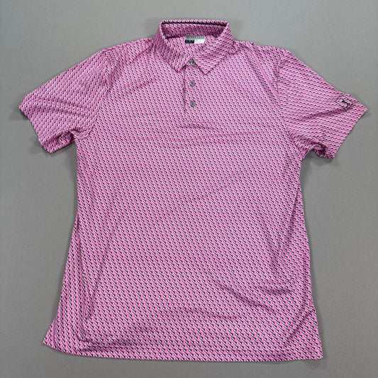 PGA Tour Pro Series Golf Polo Shirt Mens Large Pink Performance Athletic Stretch