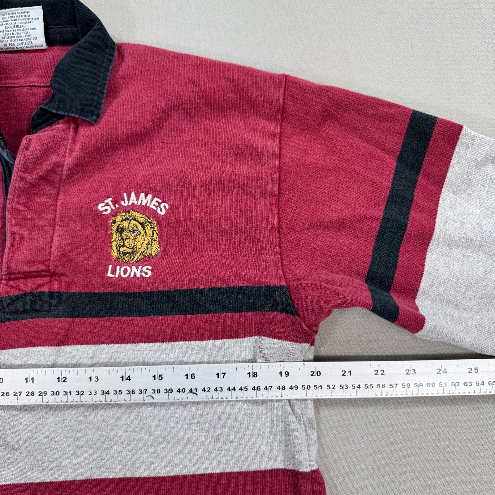 Vintage Barbarian Rugby Polo Shirt St James Lions Long Sleeve mens Small Red