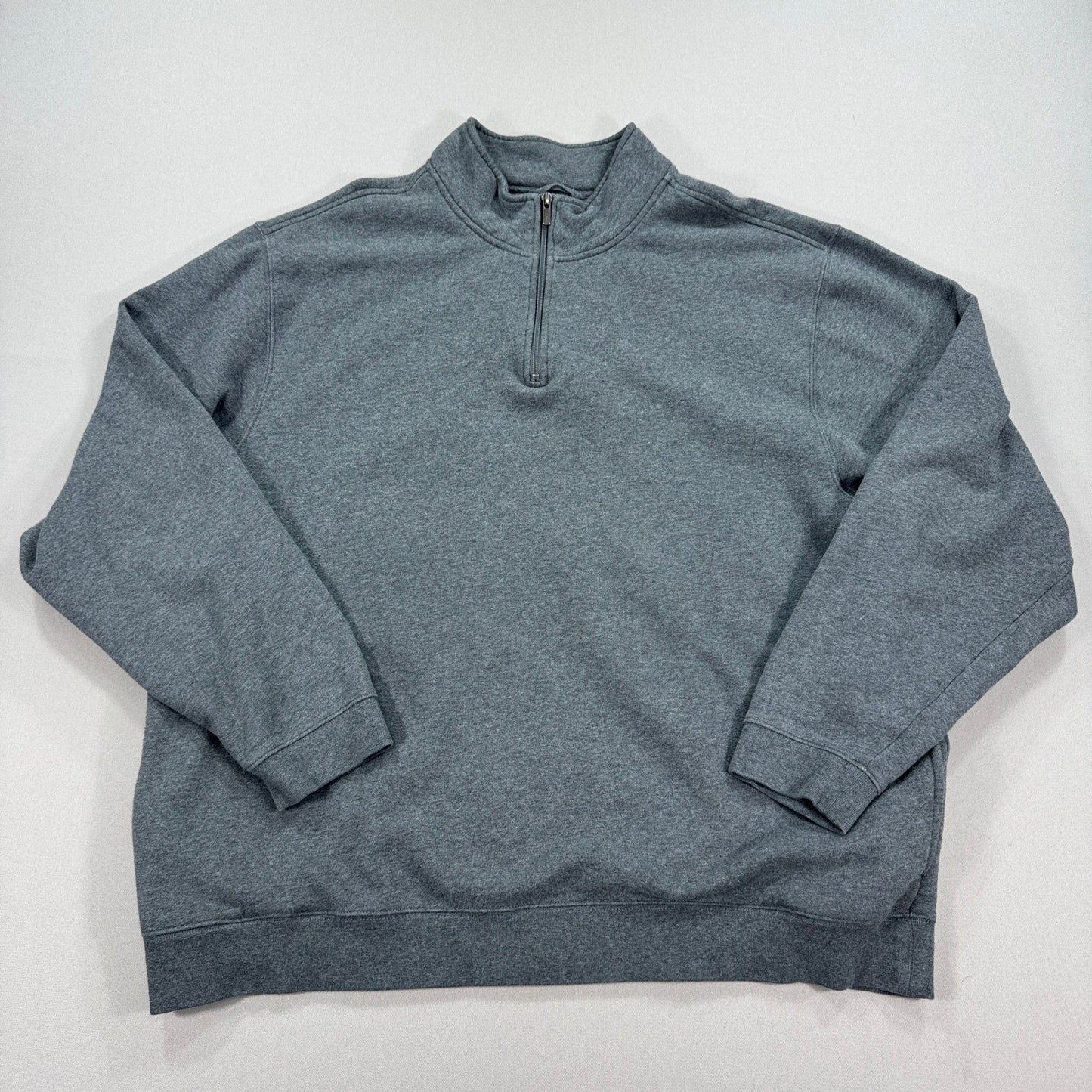 LL Bean Sweater mens 2XLT Gray Quarter Zip Long Sleeve Traditional Fit Pullover