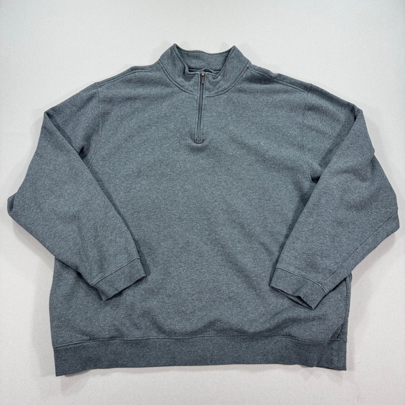 LL Bean Sweater mens 2XLT Gray Quarter Zip Long Sleeve Traditional Fit Pullover