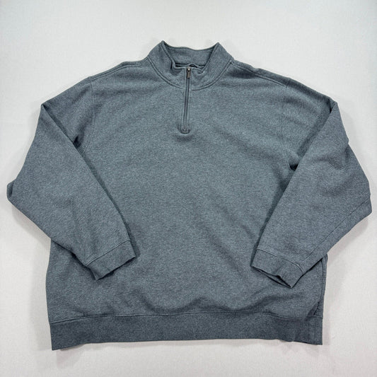 LL Bean Sweater mens 2XLT Gray Quarter Zip Long Sleeve Traditional Fit Pullover
