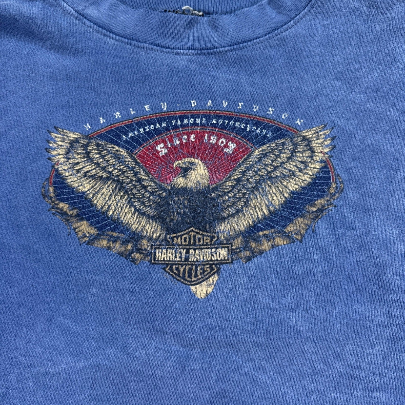 Vintage 90's Harley Davidson Sweatshirt Motorcycles Eagle Logo mens 2XL Blue
